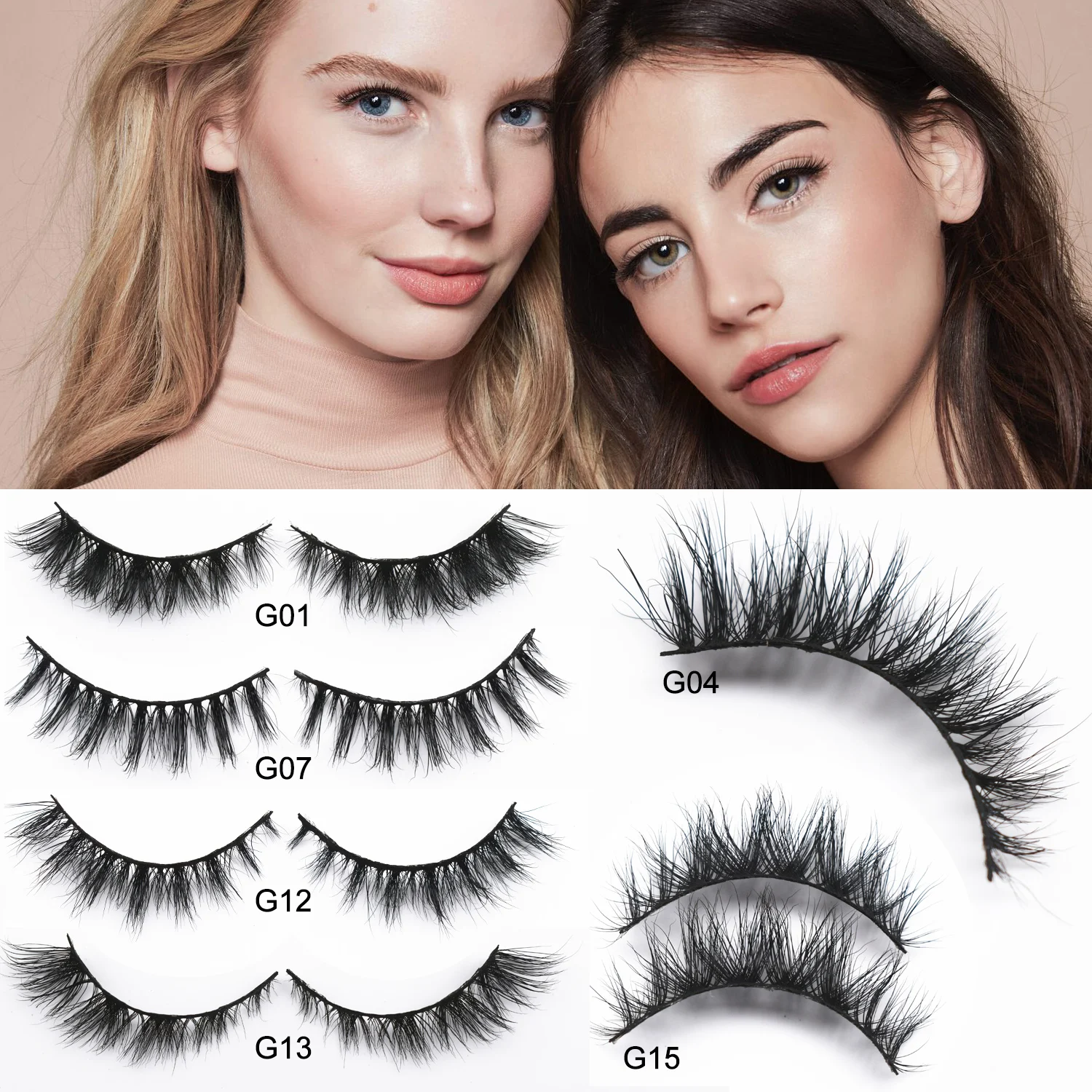 3D Visone Cat Eye Ciglia Visone Ciglia finte Fatte a mano Volume sottile Cateye Ciglia Fox Eye Lashes Striscia completa Ciglia Trucco Ciglia finte