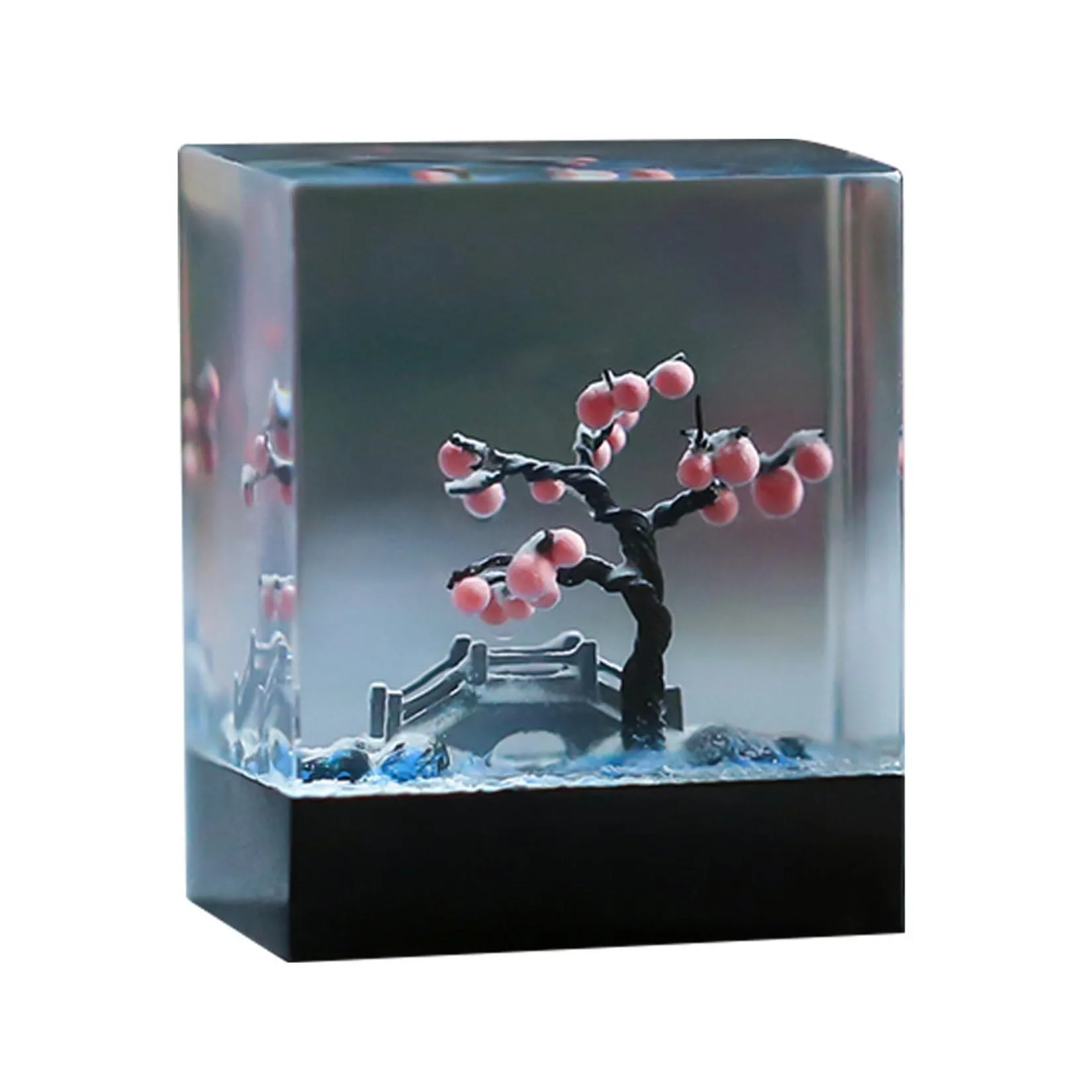 Persimmon Seal Lucky Auspicious Motif Epoxy Resin Finished Desktop Ornament Handcraft Birthday Gift Furnishing Collection