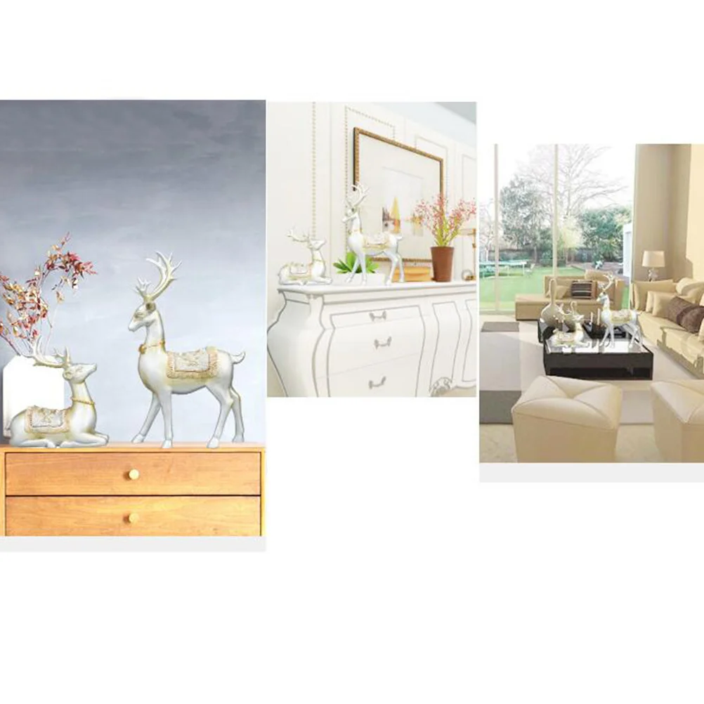 

1Pair Elk Resin Crafts White Creative Desktop Decoration Perfect Addition for Home Office Living Room Gift