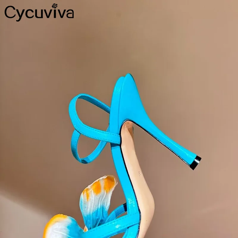 Designer Brand High Heel Sandals Ladies Open Toe Butterfly Decor Ankle Strap Gladiator Sandals Summer Sexy Party Wedding Shoes