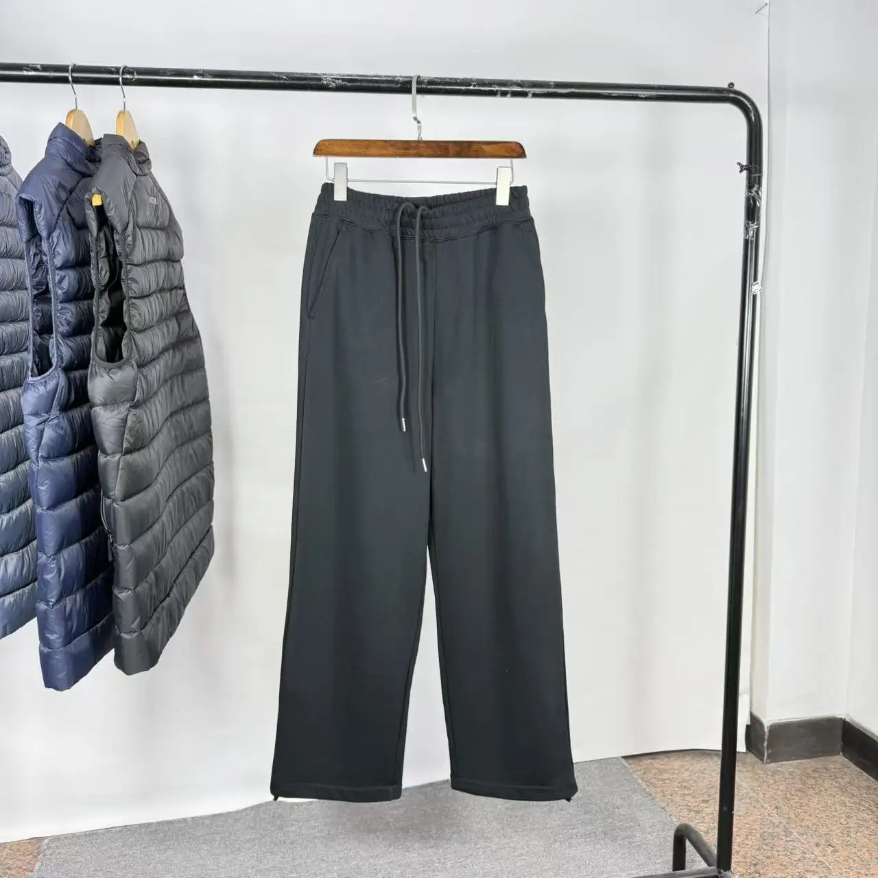

Spring Knitted Wide Leg Pants Men's Casual Cotton Trousers Spor Loose Fit Long Trousers Comfortable Breathable M Fem