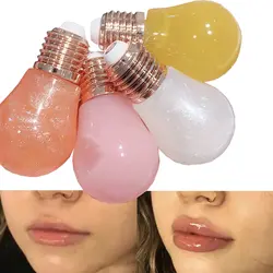 Cute Light Bulb Shape Lip Gloss Mini Shiny Lip Plumper Oil Long Lasting Moisturizing Jelly Color Lip Tint Lipstick Lip Mask Care