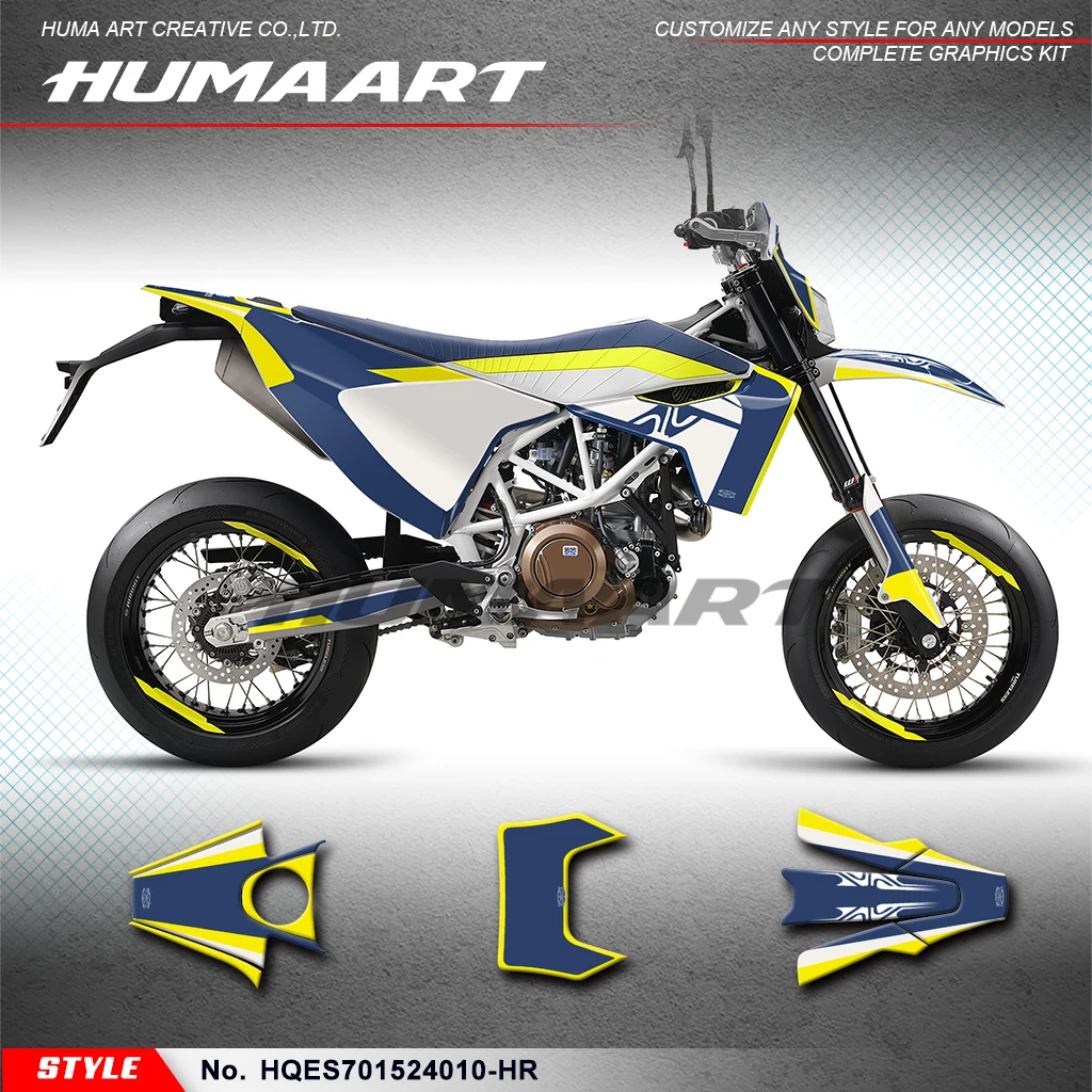 

HUMAART Sticker MX полный виниловый Custom графическая наклейка Kit для Husqvarna Enduro Supermoto 701 2015-2024, HQES701524010-HR