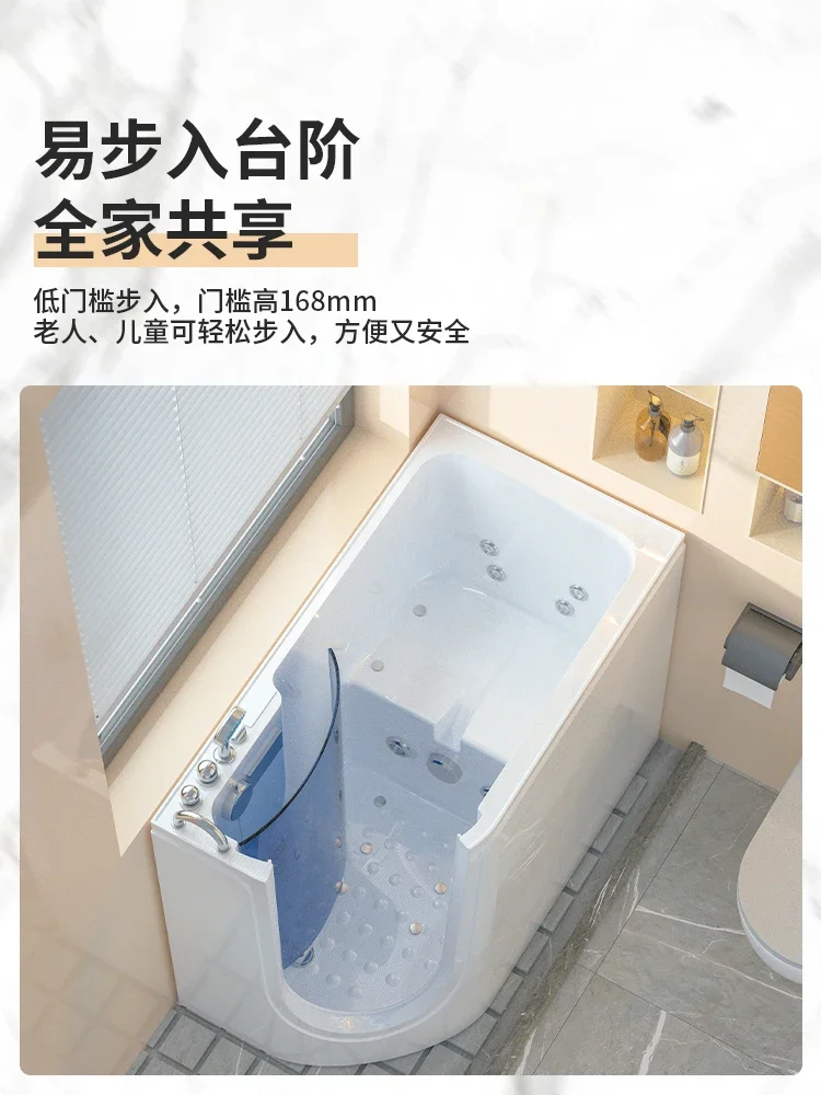 Walking-in side door accessible bathtub for the elderly home rehabilitation elderly sitting bubble type