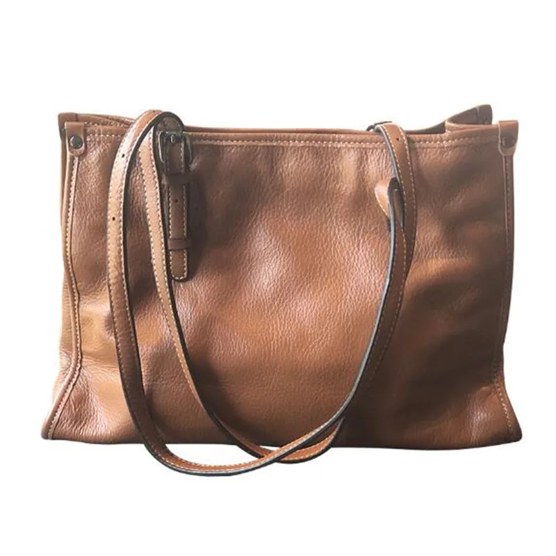 Leather Tote bag Female autumn luxury designer new fashion large capacity hand bill of lading shoulder baotou layer cowhide bag