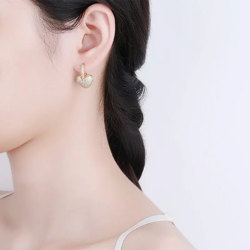 Buyee 925er Sterlingsilber, weiblich, wunderschöner Ohrring für Frauen, Luxus, Mode, Hochzeit, großes Herz, edler Schmuck, Ohrring, Geschenk – Detail 6