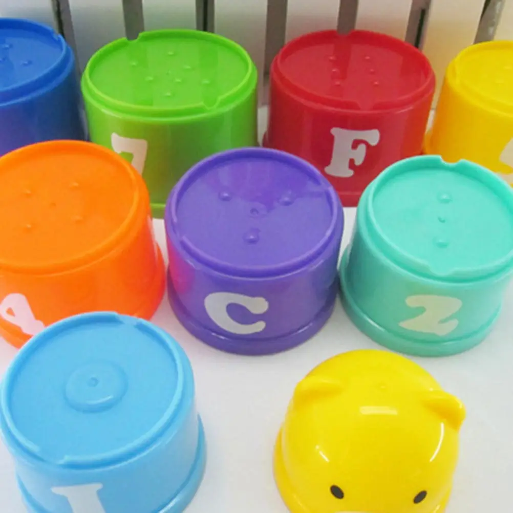 2Sets Cartoon Bear Nesting Cups Educational Stacking Learning Play for Toddler Colorful Stacker Cups for Kids