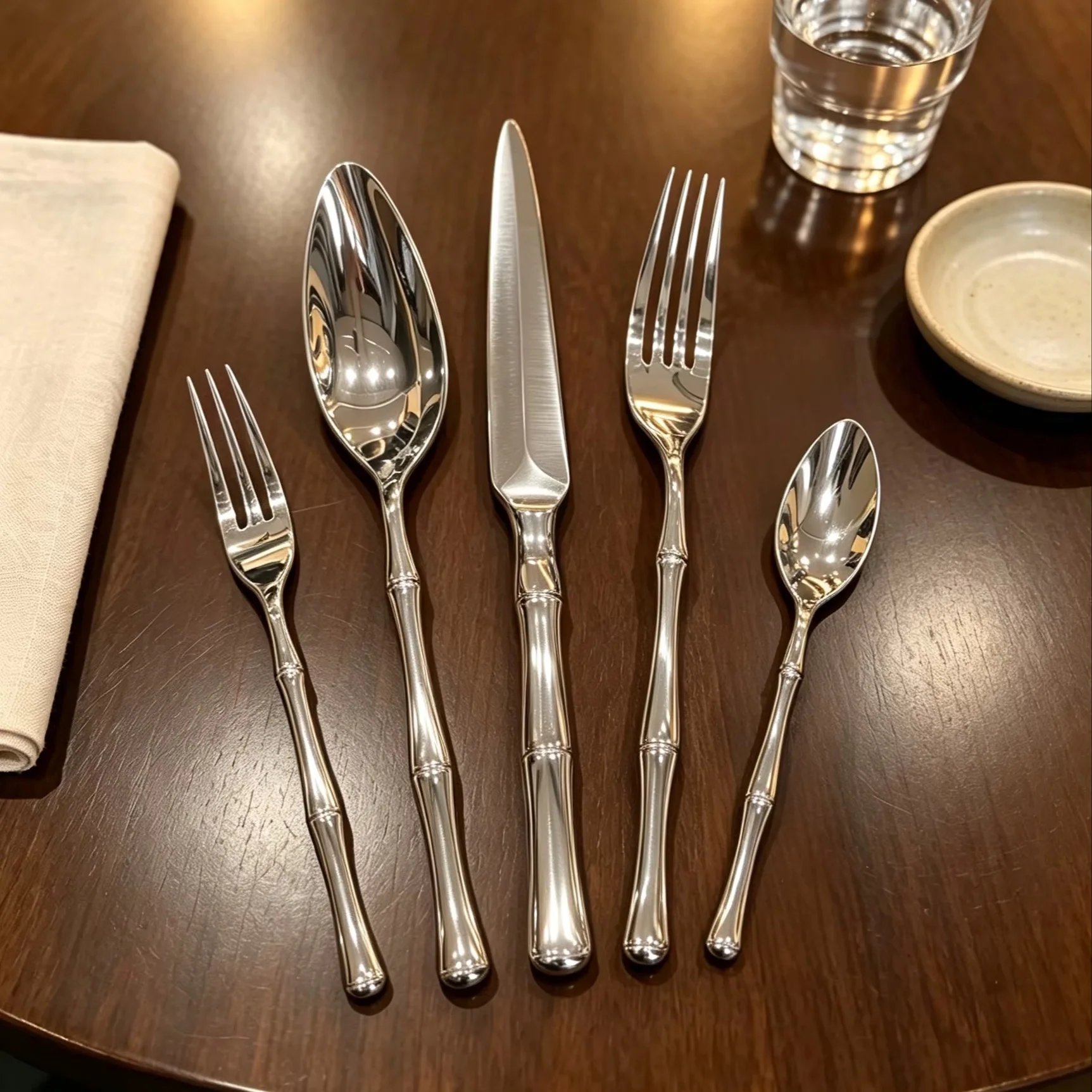 Elegant 5‑Piece Stainless Steel Cutlery Gift Set, 420/304 Bamboo Handle Western Tableware Kit