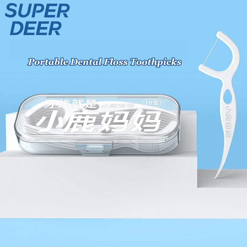 La caja de almacenamiento de hilo Dental portátil incluye palillo de dientes de hilo Dental de 10 Uds para limpieza de viaje en casa entre los dientes herramienta de higiene bucal