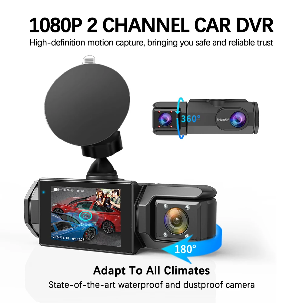 Front & Rear Dash Cam FHD1080P Dual Lens 170° Wide Angle Night Vision Loop Recording G-Sensor Dash Came For Car Driving Recorder