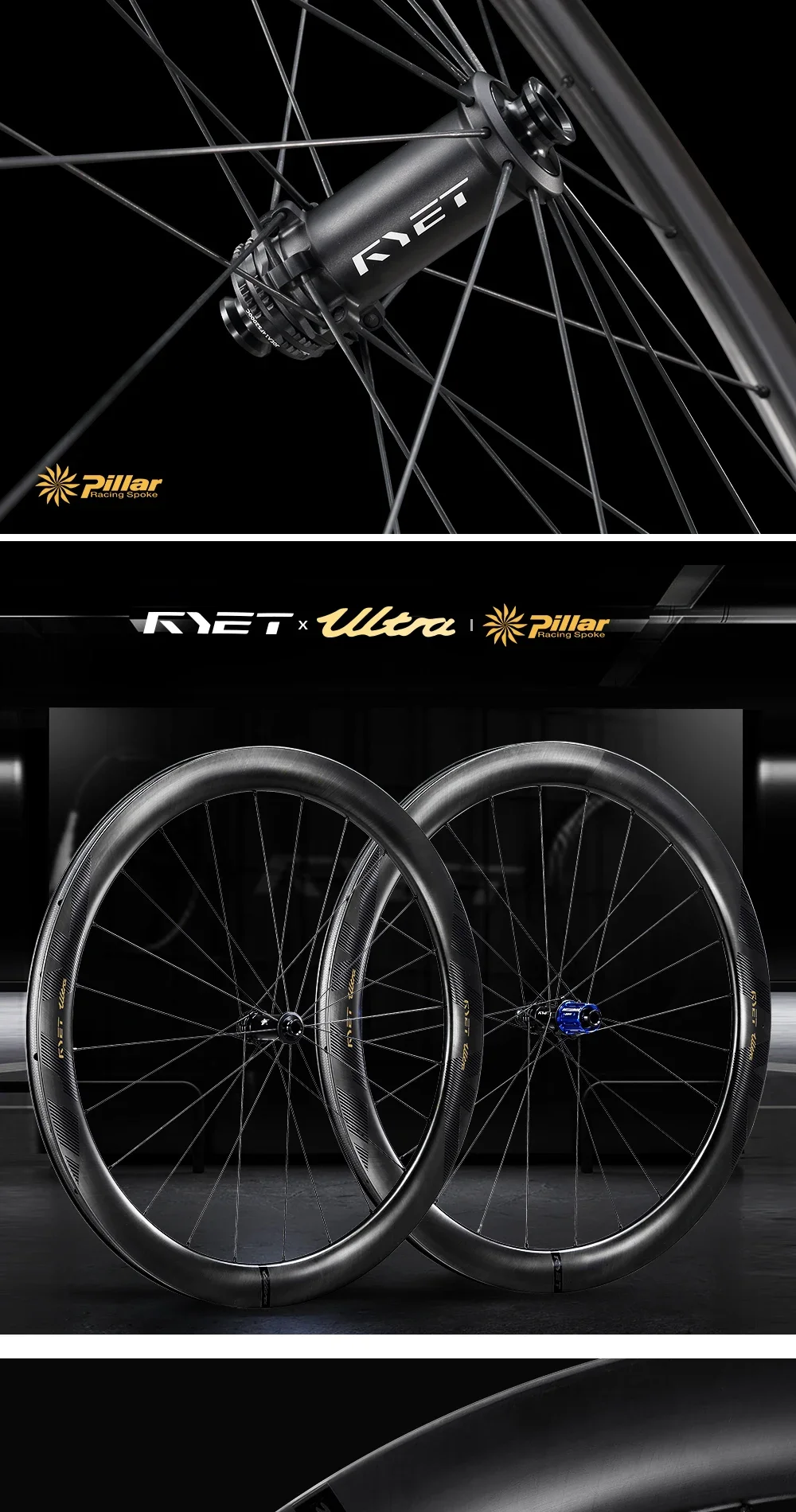 RYET Road Carbon Bike Wheelset 1180g Ultralight Ceramic Tubless