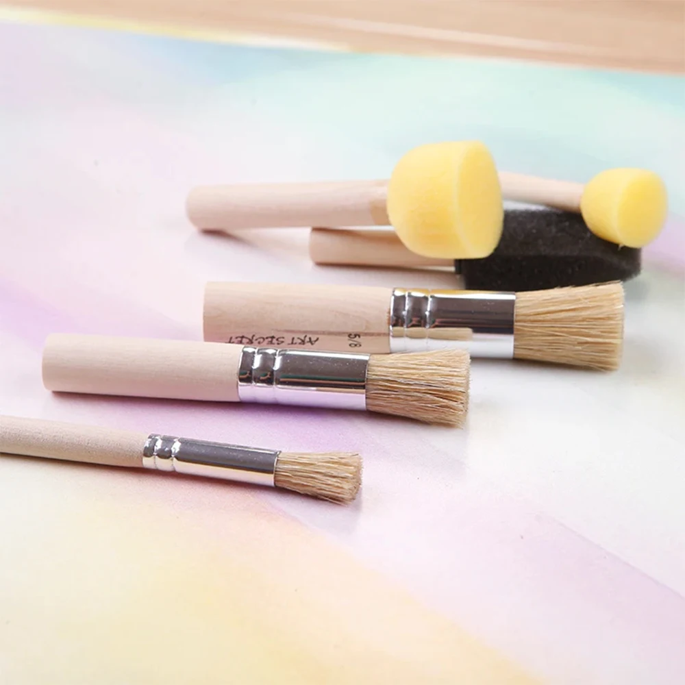 

Artsecret 6 шт. трафаретов и кистей Spouncer Idel для DIY креативный набор каракулей щетка для волос с щетиной для акриловой живописи маслом