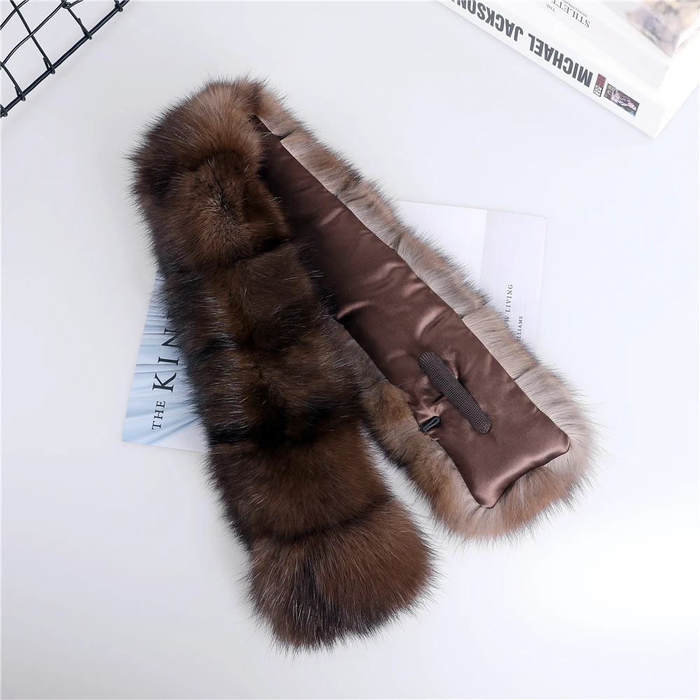 Elegant Women\'s 100% Real Sable Fur Scarf Natural Mink Scarves Lady Fahion Winter Wraps Girl Solid Neckercheif Neck Warmers