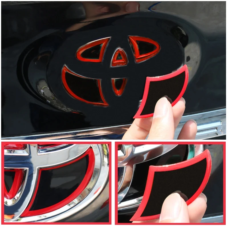 Red Blue Car Steering Wheel Badge Trim Sticker for Toyota CHR Corolla Camry Rav4 Auris Avalon Prius Prado Yaris Hilux