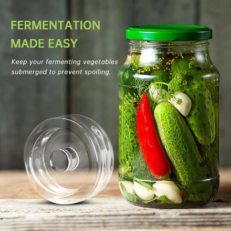 Paquete de 1 o 2 Pesas de Vidrio para Fermentación, Pesas de Vidrio de Fácil Agarre para Elaboración Casera, Encurtido, Frutas Fermentadas, Coles de Brújula