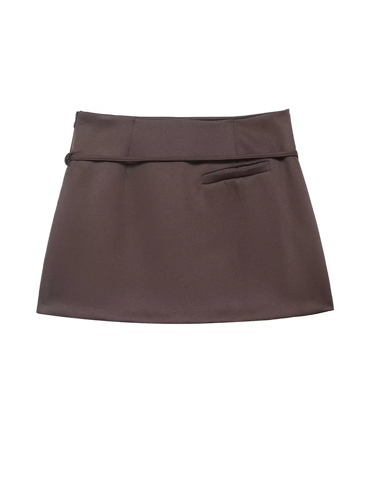 HH Woman Fashion Versatile Simple Belt Decoration Short Culottes Female Spring Solid Comfortable Pockets Side Zipper Culottes