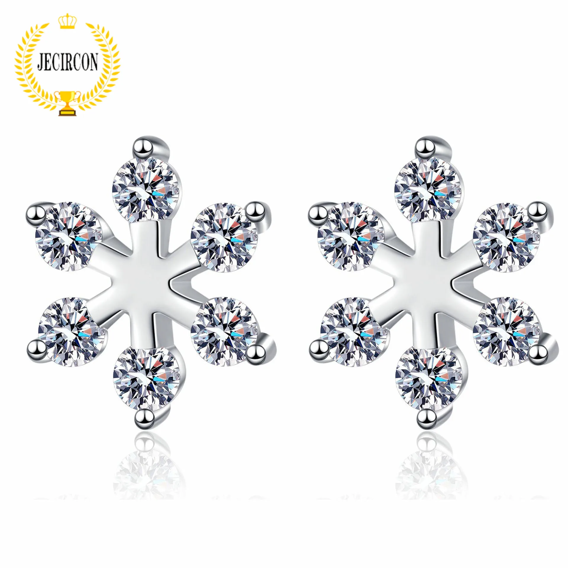 

JECIRCON Earrings for Women 925 Sterling Silver Snowflake Moissanite Stud Earrings Fresh Valentine's Day Gift for Bestie Jewelry