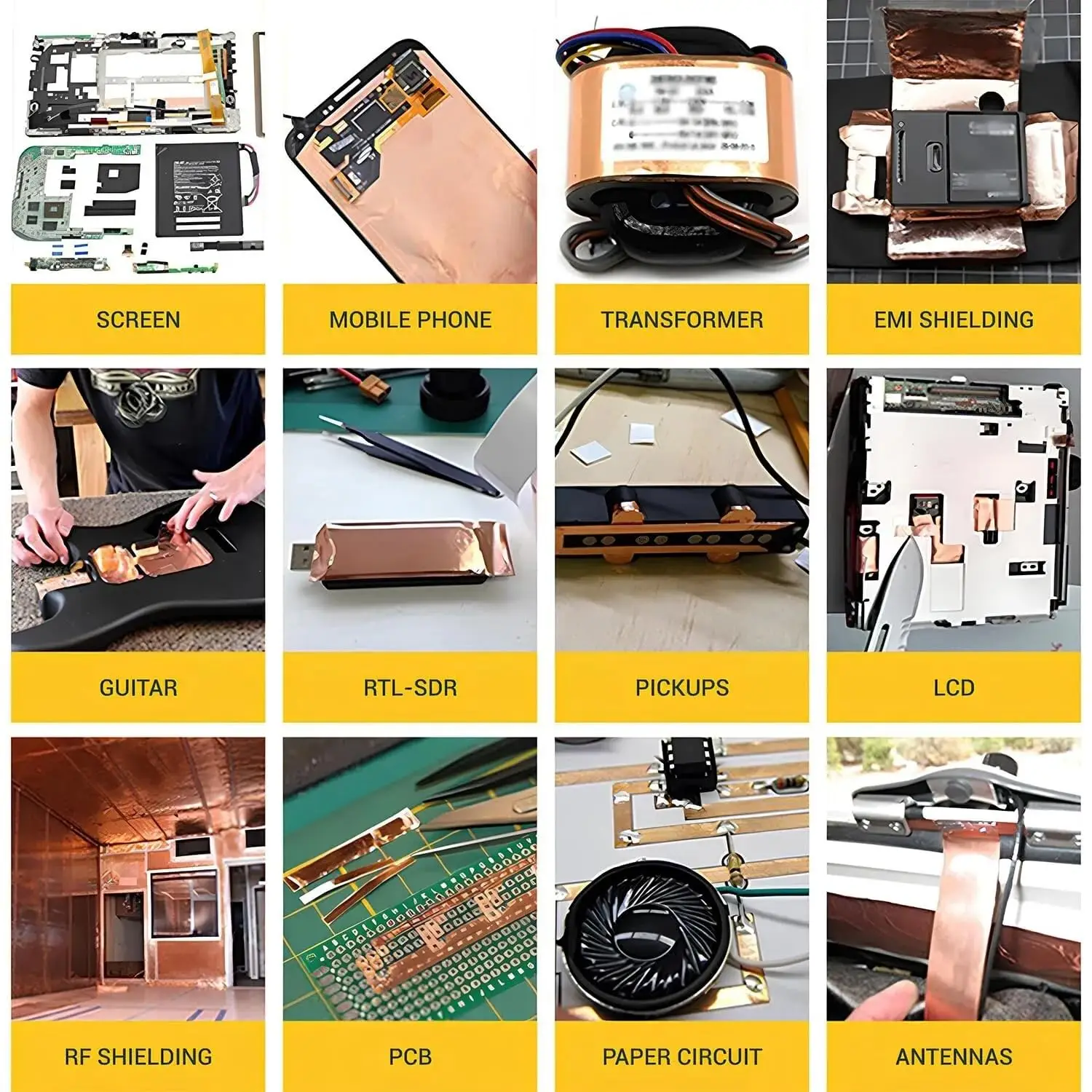 Adhesive Conductive Copper Foil Tape 5/6/8/10/15/20/25/30/35/40/45/50mm Single/Double Sided Conduct Copper Foil Tapes Length 20M