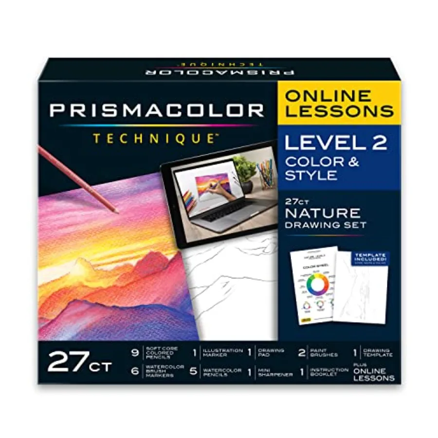 

Technique Art Supplies and Digital Art Lessons, Drawing Set, Includes Watercolor Pencils, Brush Markers, and More, 27 Count