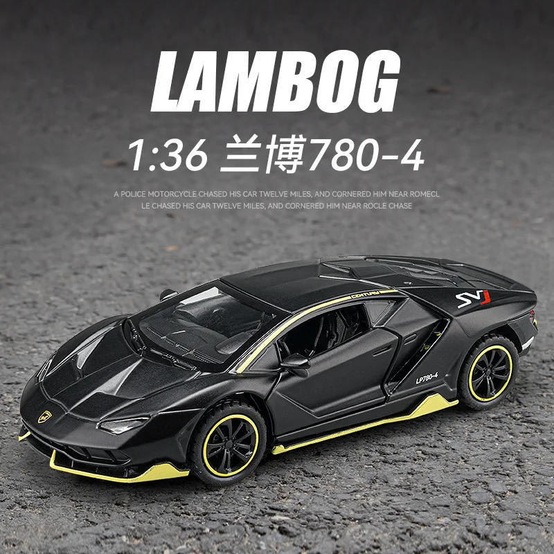 1:32 Lamborghini LP780-4 legierung Modell Sound und Licht zurückziehen Spielzeug auto Druckguss Sportwagen Jungen Sammlung Ornamente Geschenk d170