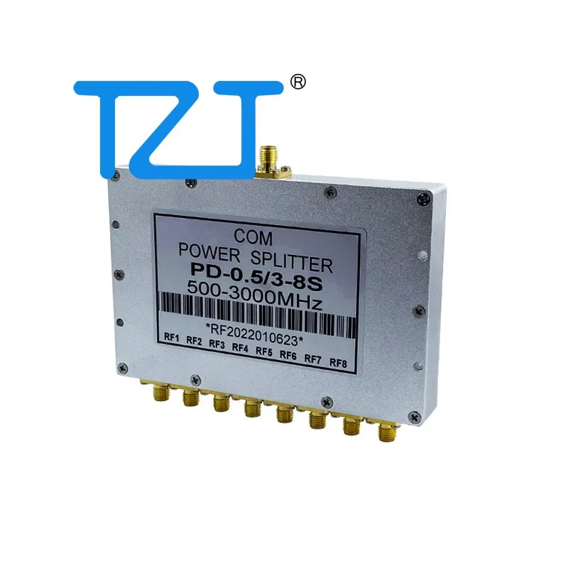 TZT PD-0.5/3-8S 500-3000MHz 8-Way Microstrip Power Divider 2.4G Wifi Power Splitter RF Power Combiner