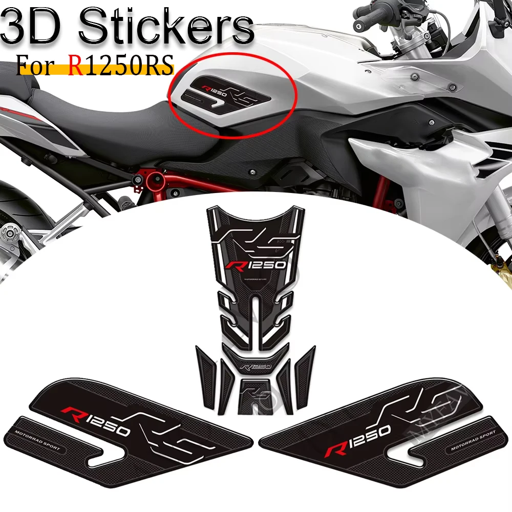 

Motorcycle Tank Pad Grips Gas Fuel Oil Kit Knee Fish Bone Protection Stickers Decals For BMW R1250RS R 1250 RS R1250