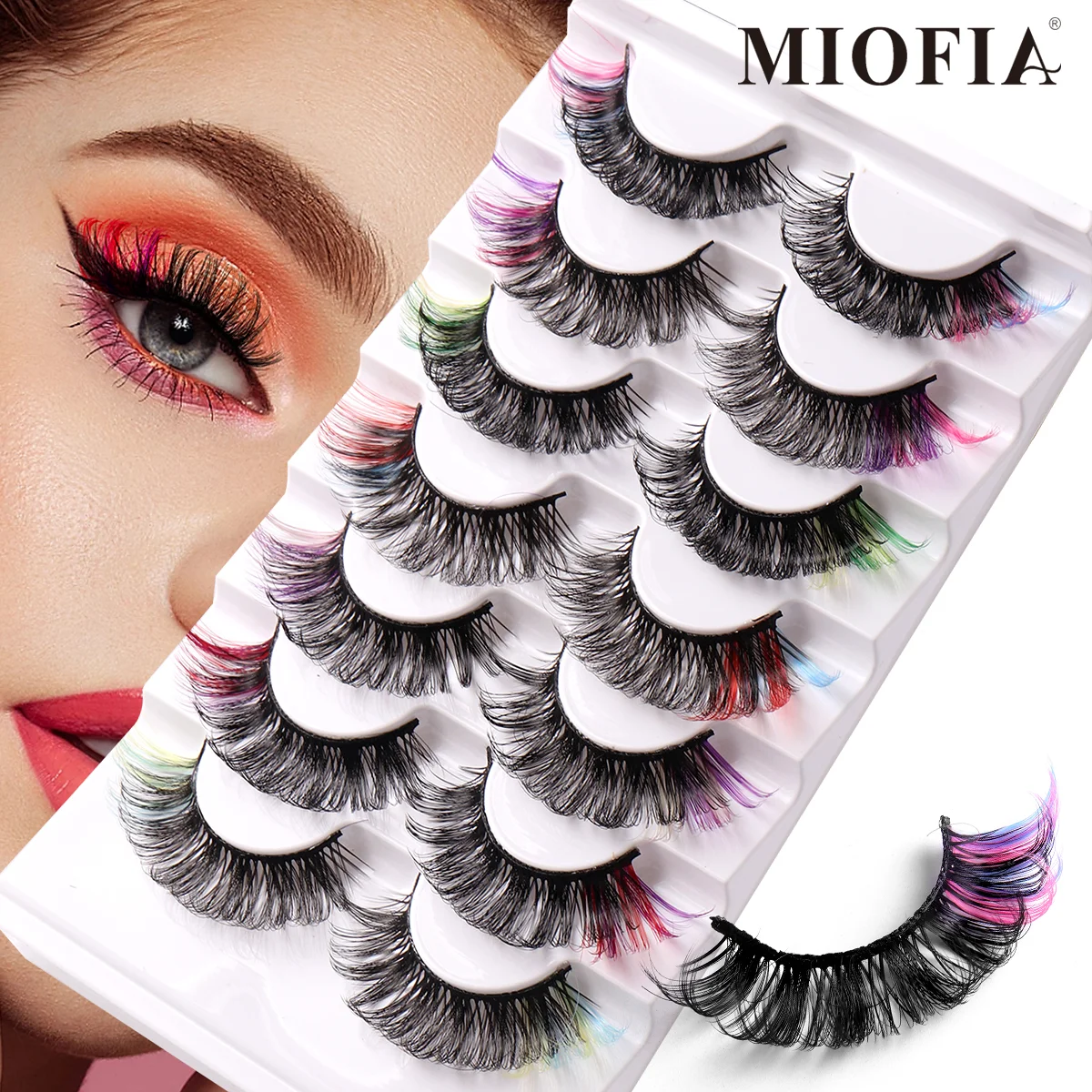 Korea 7 pairs colored mink eyelashes Natural False Lashes Fluffy Soft Manga Lashes Wispy Natural Eyelash Extension Makeup