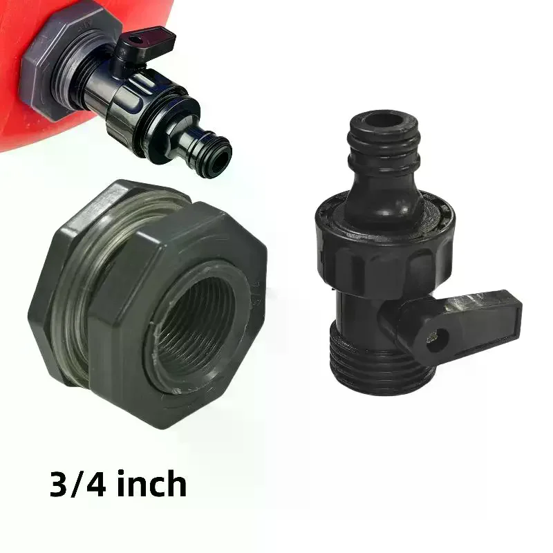3/4 Inch Rain Bucket Valve Fittings Connectors PVC Rain Bucket Diverter Kit Water Pipe Fittings Home Spray Accessories 1 Set