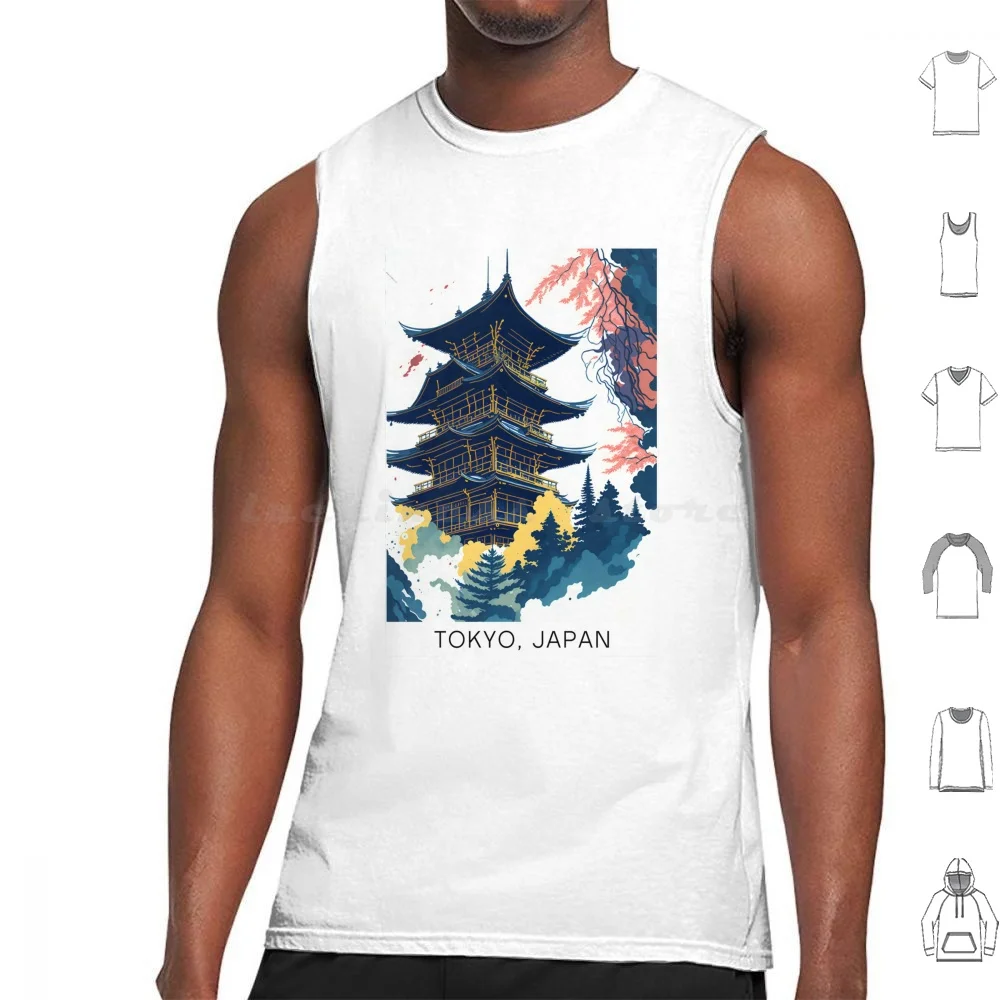 

Токио Путешествия Майки с принтом Хлопок Путешествия Токио Акварель Япония Синдзяку Уэ Парк Рамен Страстлинг Красочная Ностальгия