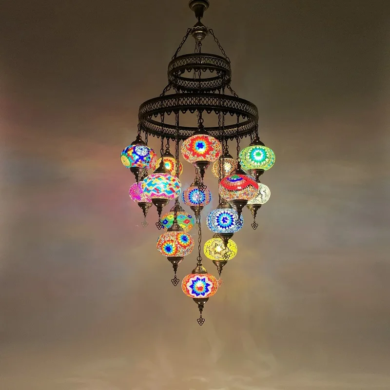 Villa Living Room Duplex Floor Staircase Chandelier Specialty Restaurant Hotel B & B Bar Turkish Handmade Chandelier