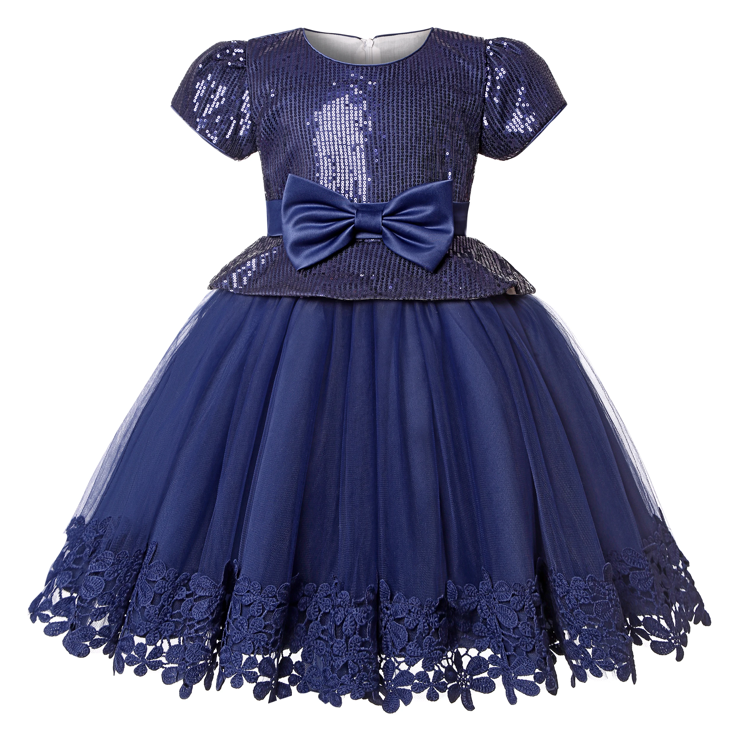 The New Children\'s Sequined Dress Bow Gauze Gauze Gauze Puffy Dress Little Girl Birthday party Dress Performance