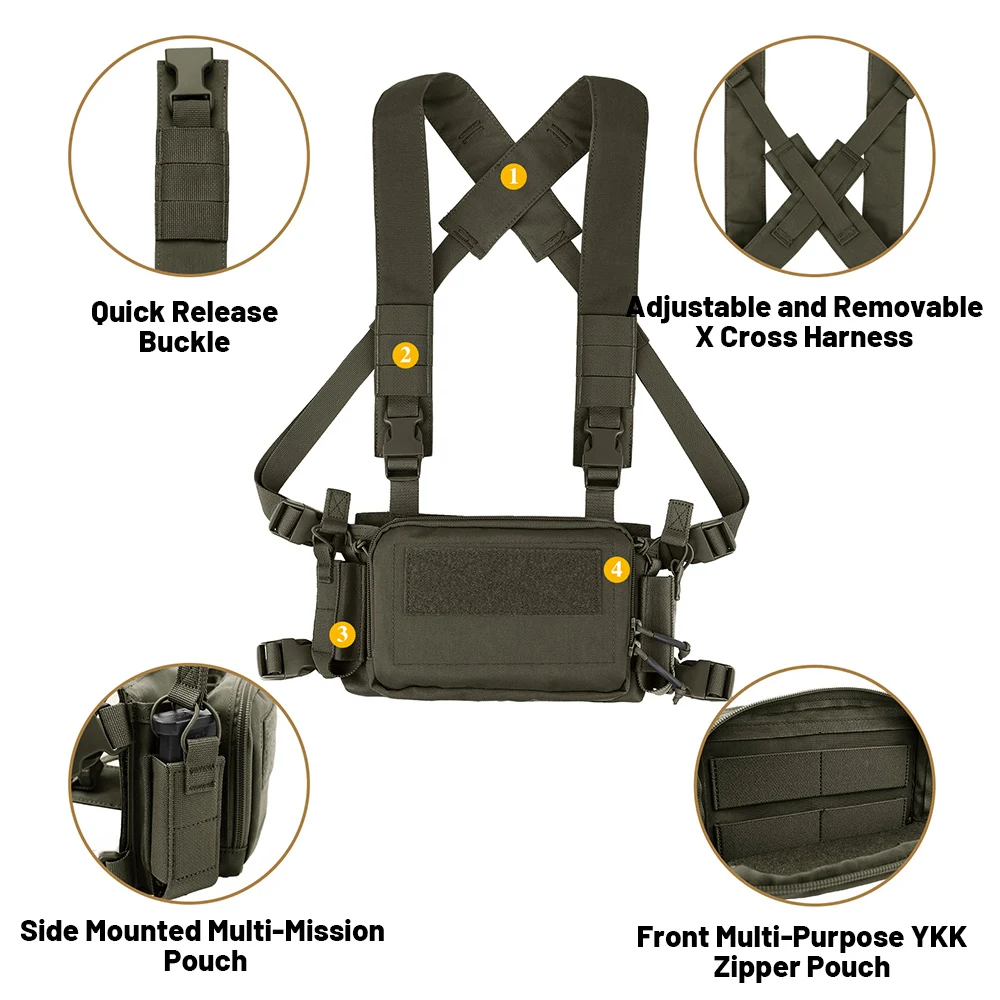 Imagem -04 - Krydex Tático D3cr Peito Rig Colete com d3 Flatpack Mochila Bolsa Rifle Pistola Mag Bolsa Caça Airsoft Acessório Ranger Verde