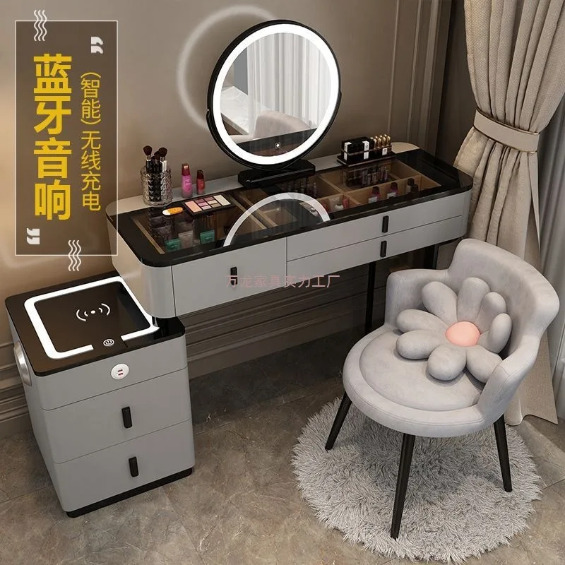 Smart dresser wireless charging light luxury Nordic bedroom dressing table modern simple multi-functional solid wood dressing