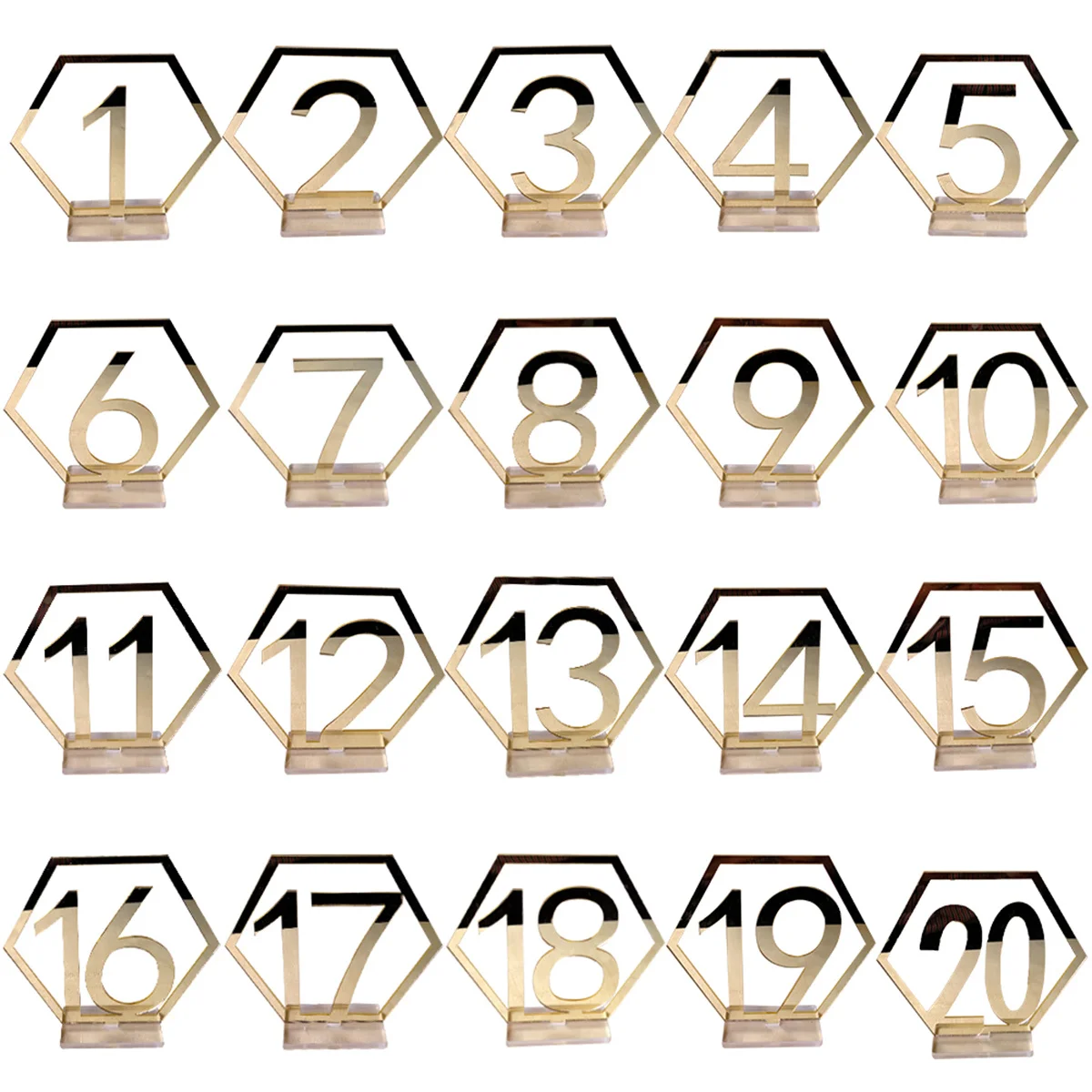 

Acrylic Wedding Table Number 1-20 Silver Mirror Placeholders Elegant Party Decor Golden Stand Wedding Table Number
