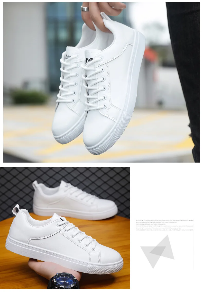 Men\'s Sport Shoes White Leather Sneakers Men Summer Casual Vulcanized Shoes Male Sneakers Black Skateboard Shoes Basket Homme