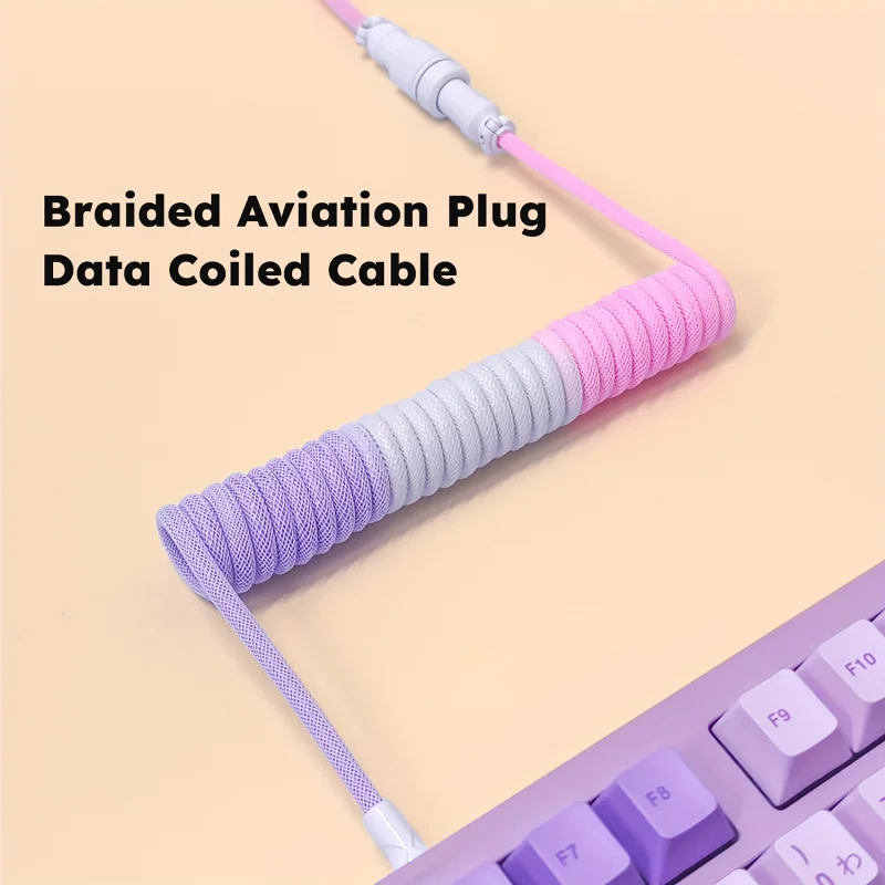 59 Inch Color Braided Data Cable Keyboard Cable Mechanical Type-C Metal Connector, Keyboard Cable, Crimped Keyboard Cable