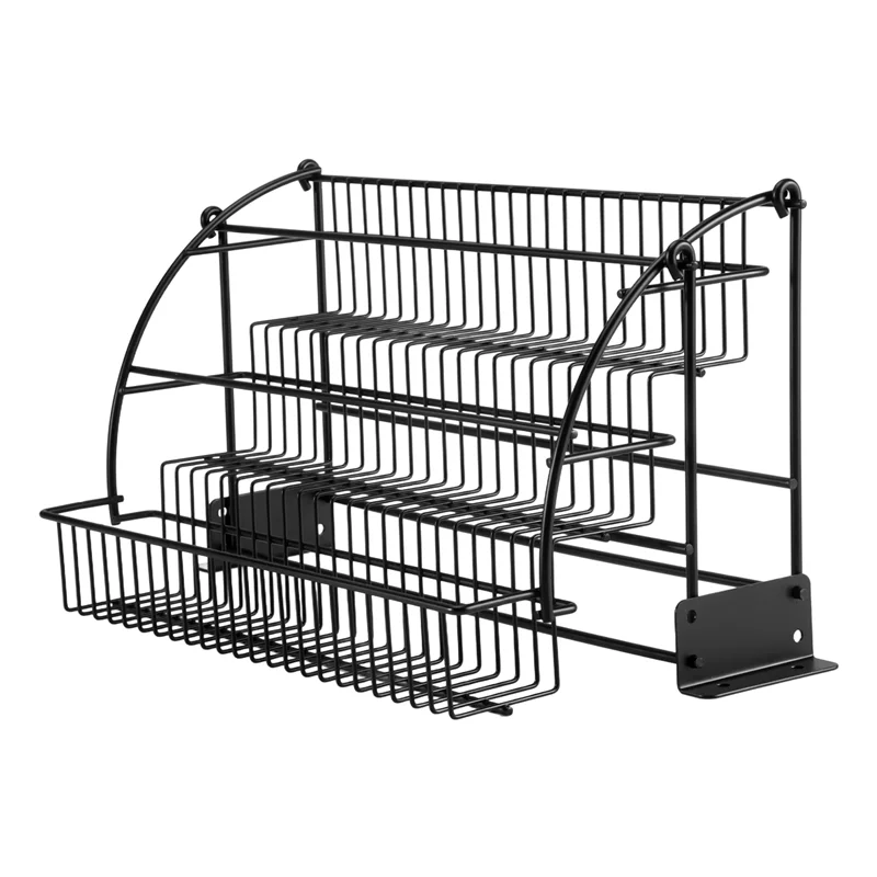 

Metal 3-Tier Pull Down Spice Rack - Easy Reach Retractable Large Capacity Kitchen Storage Shelf Organizer For Cabinet-AT48