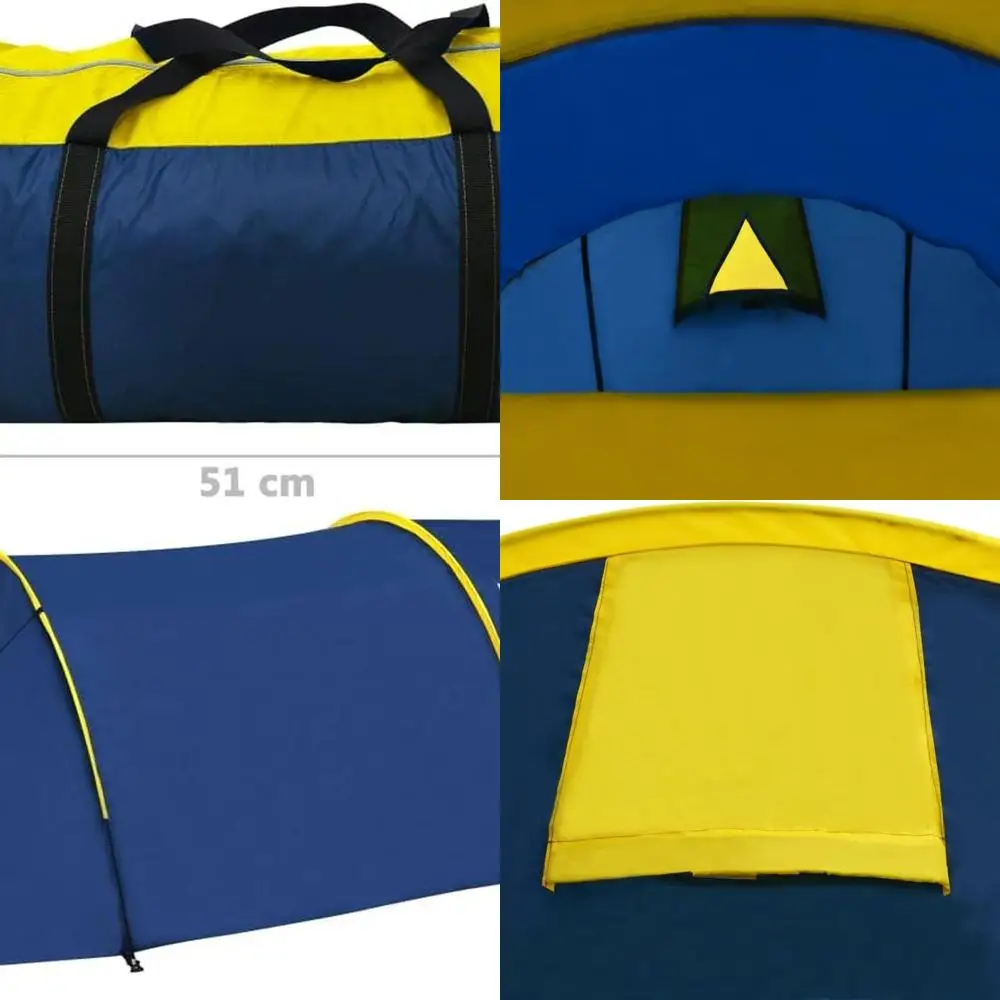 

4-Person Navy & Light Blue Waterproof Tent with Breathable Lining, PE Floor, Easy Setup, Portable Bag