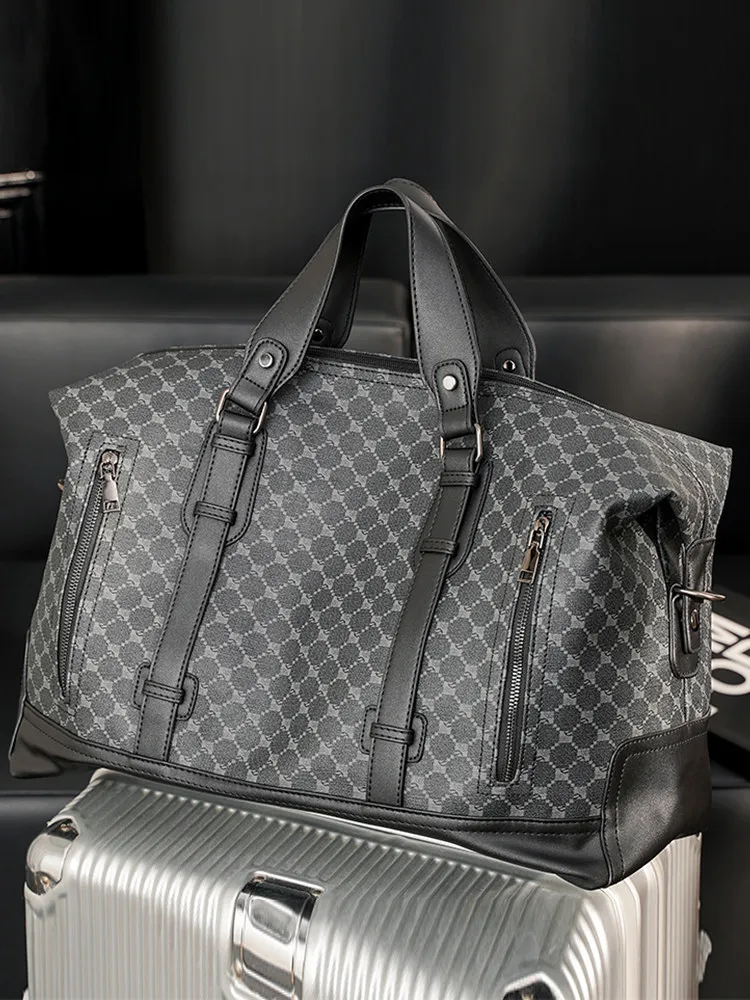 2026-new-large-capacity-travel-bag-fashionable-plaid-casual-men's-single-shoulder-bag-slant-bag-leisure-travel-men's-bag