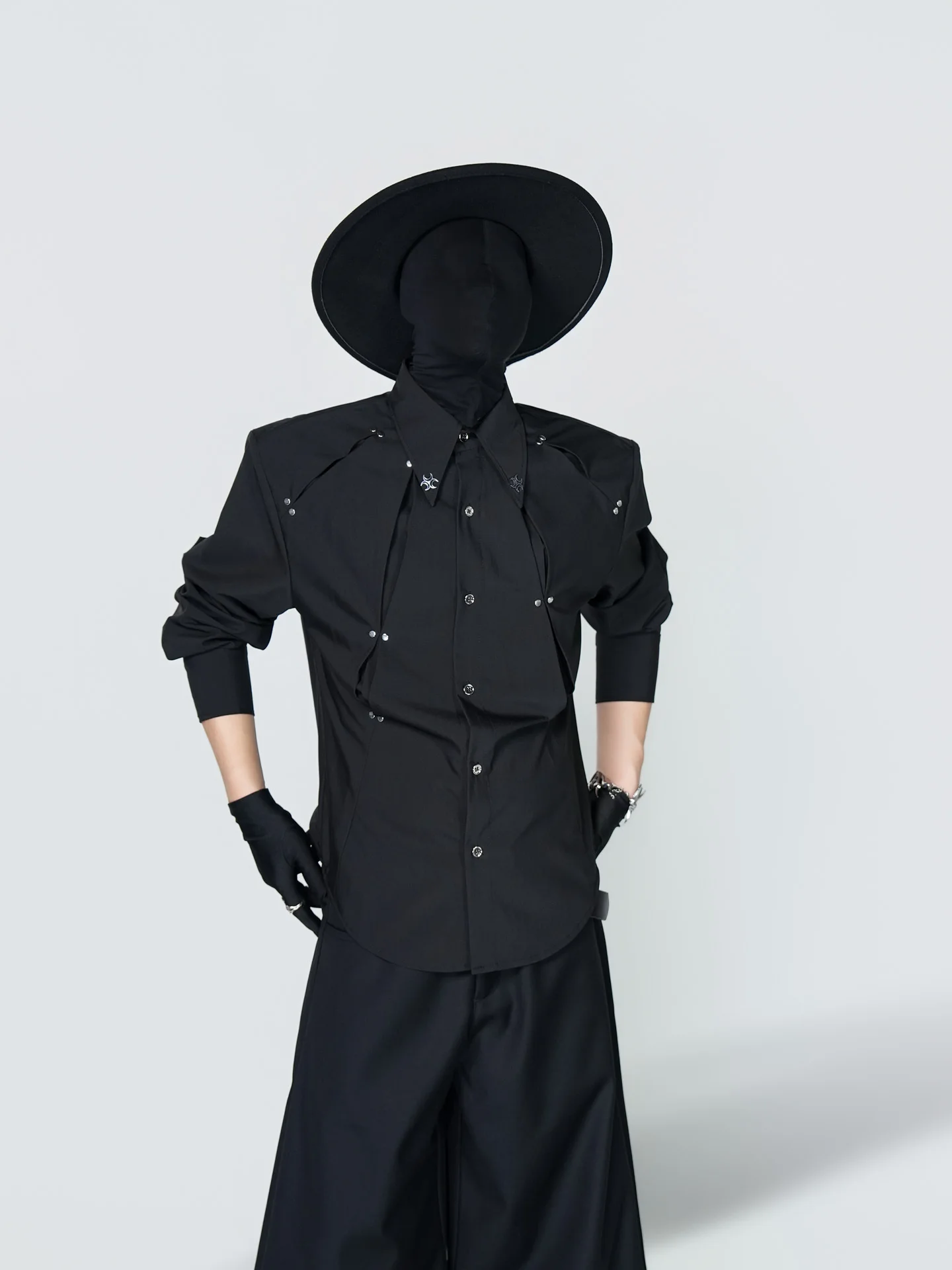 VE2 Deconstructed Design Long Sleeve Shirt Men's Fashion Performance Base Layer  Cut Four Seasons Street Style Shirt