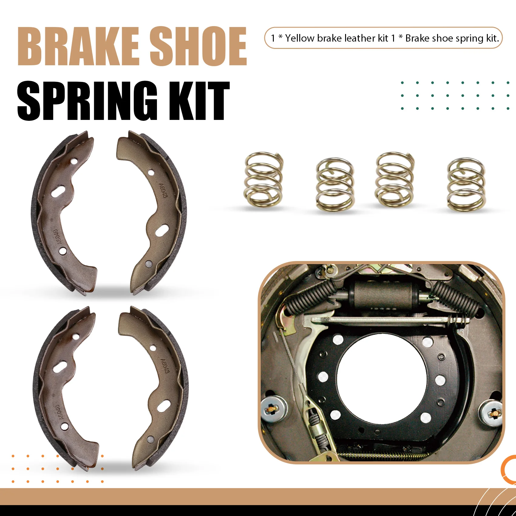 Golf Cart Brake Shoes And Spring Kit Assembly For EZGO, Golf Cart Brakes Shoes Pads 27944G01 27943G01 70795G01 Multi-Purpose