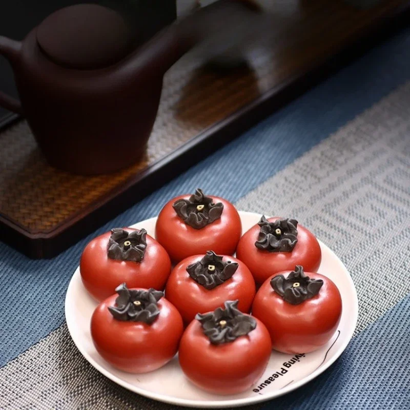 Creative Persimmon Purple Clay Tea Pet Creative Good Persimmons Come in Pairs Desktop Decoration Chinese Tea Set