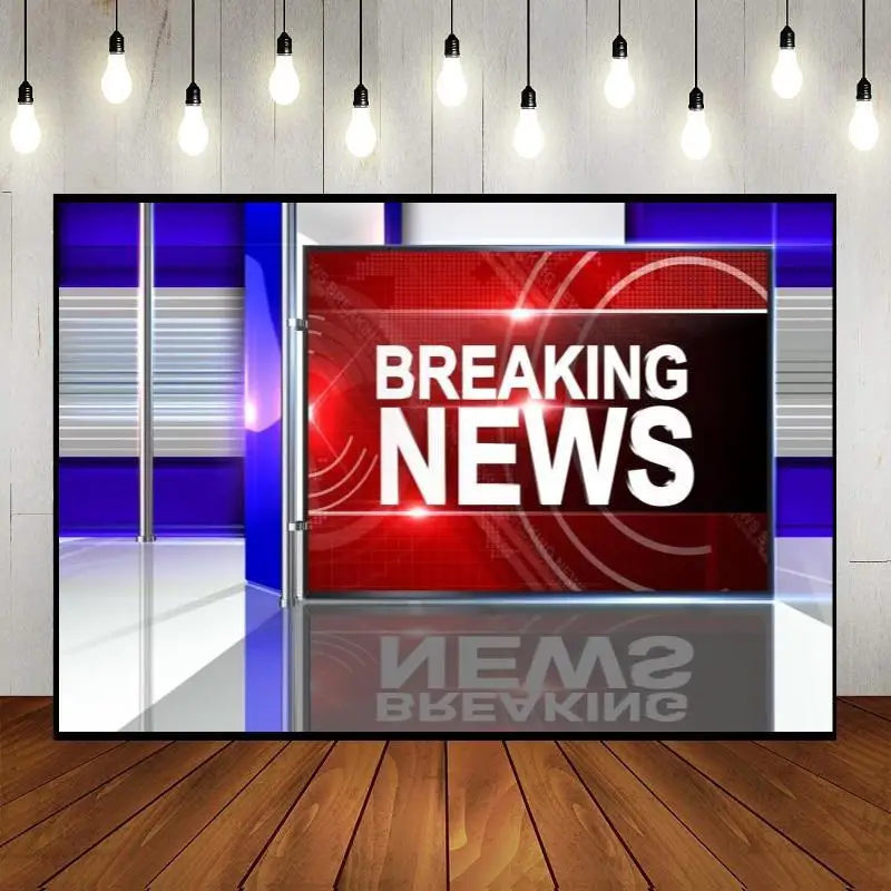 

Breaking News TV Interior Broadcasting Broadcast Hall Event Show Live Studio Press Conference Party Backdrop Wall Background