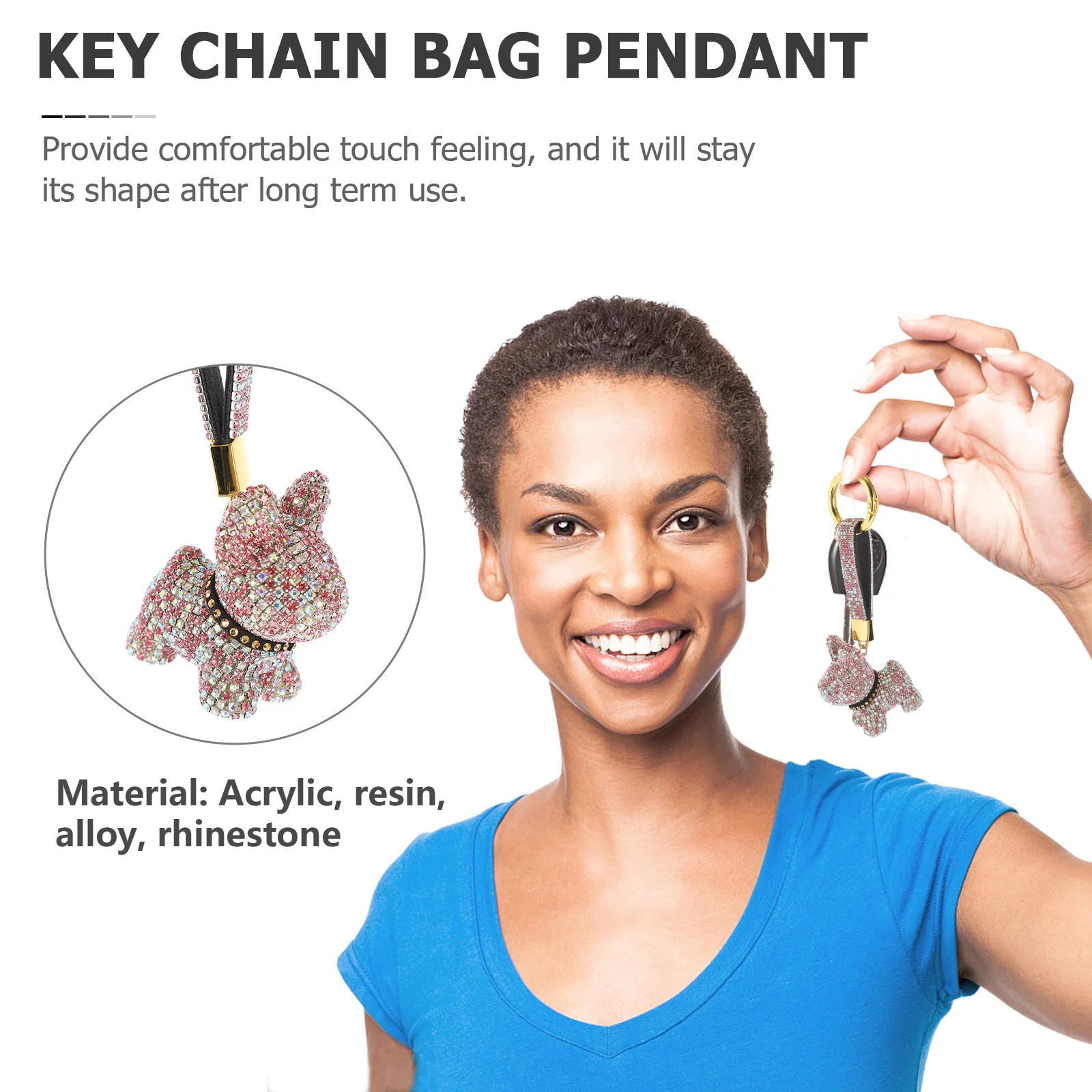 

Rhinestone Dog Key Ring Pendant Chic Hanging Decoration for Bag Backpack Car Interior Charm Gift Dog Key Chain