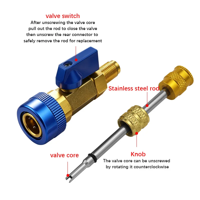 R134a Automobile Air Conditioning Repair Wrench Quick Refridgerant Valve Core Needle Installation Tool without Disassembly