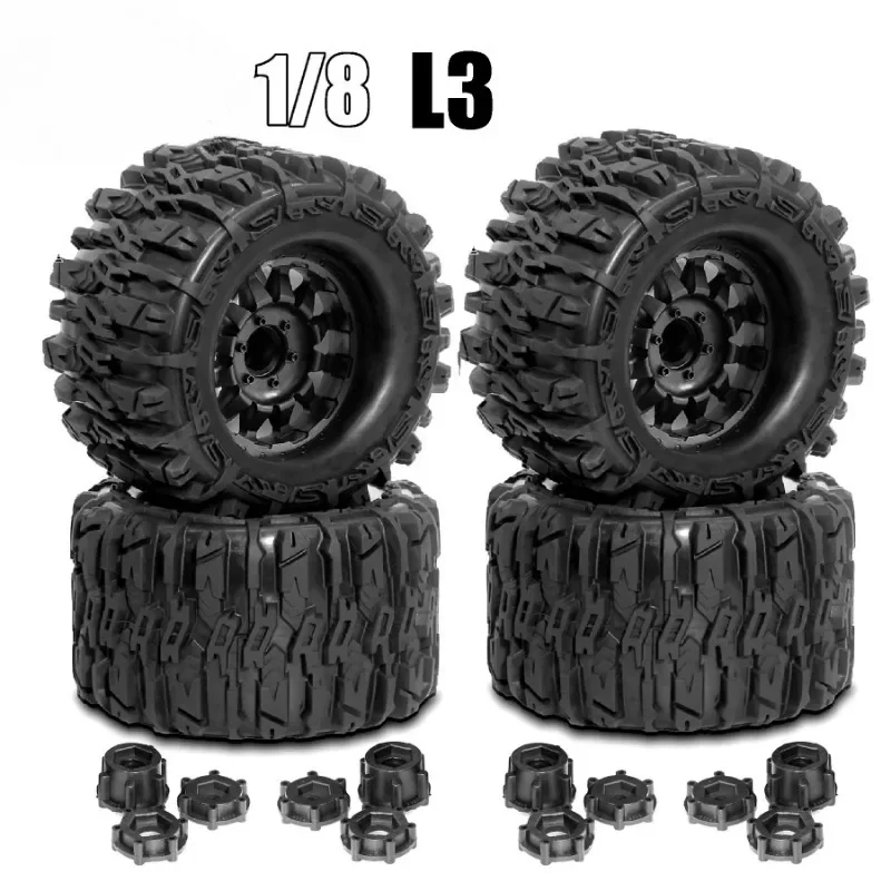

4PCS 1/8 Wheels Tires 170mm Tyre Weel 17mm Hex Hub Rubber Sponge for 1/8 RC Car Monster Truck Buggy
