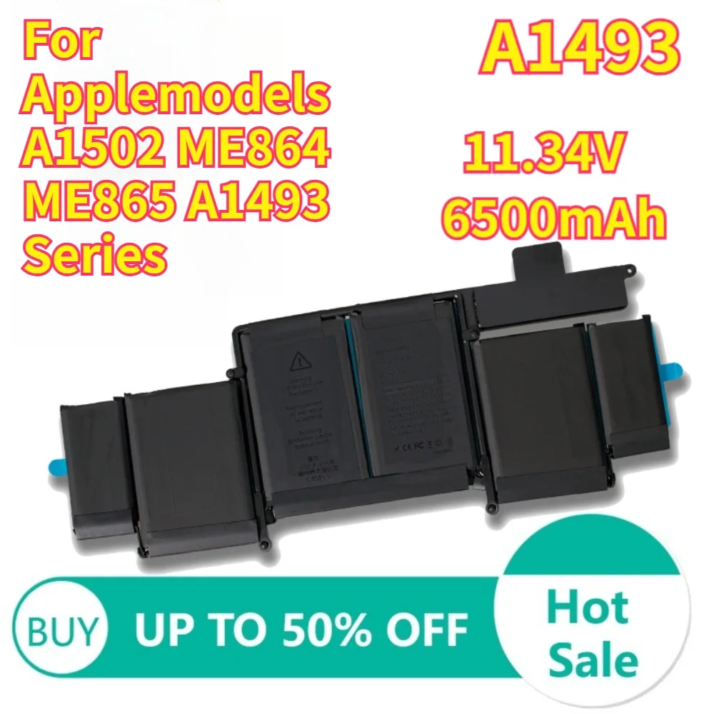 

11.34V 6500mAh for Apple MacBook 13 14 PRO Retina A1502 ME864 ME865 A1493 Laptop Batteries in 2013 and 2014 1502 Series