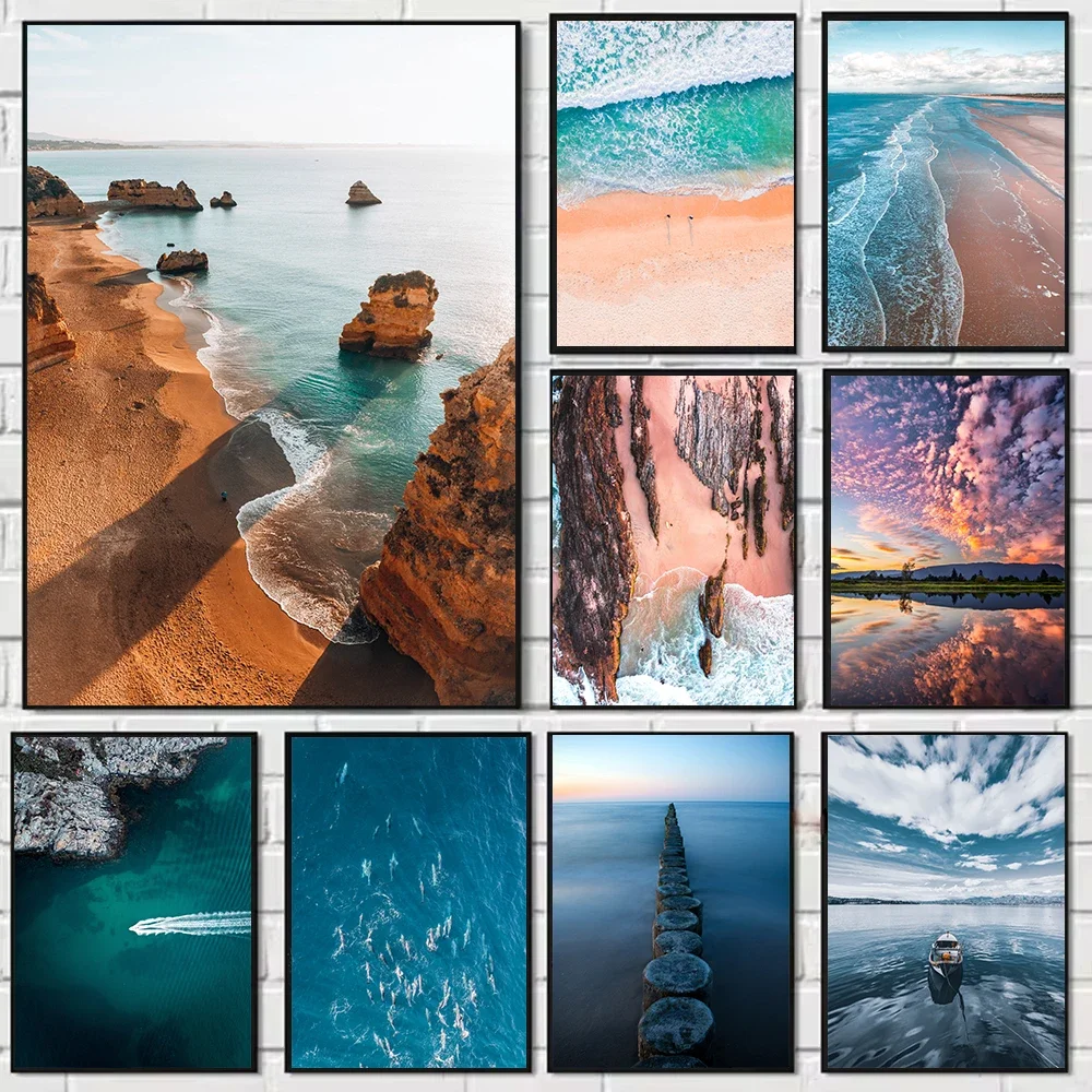 2026-Beach Sunset Scenery Oil Painting Print Landscape Wall Painting Suitable for Room Decoration Nature Painter Painting Poster