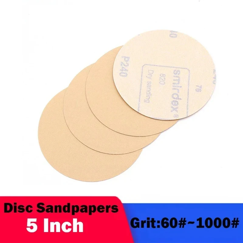 

60-1000Grit 5~10Pcs Dry Sandpapers 5 Inch Flocking Disc Sandpapers 125MM Self-adhesive Round Polished DA Sanding Disc