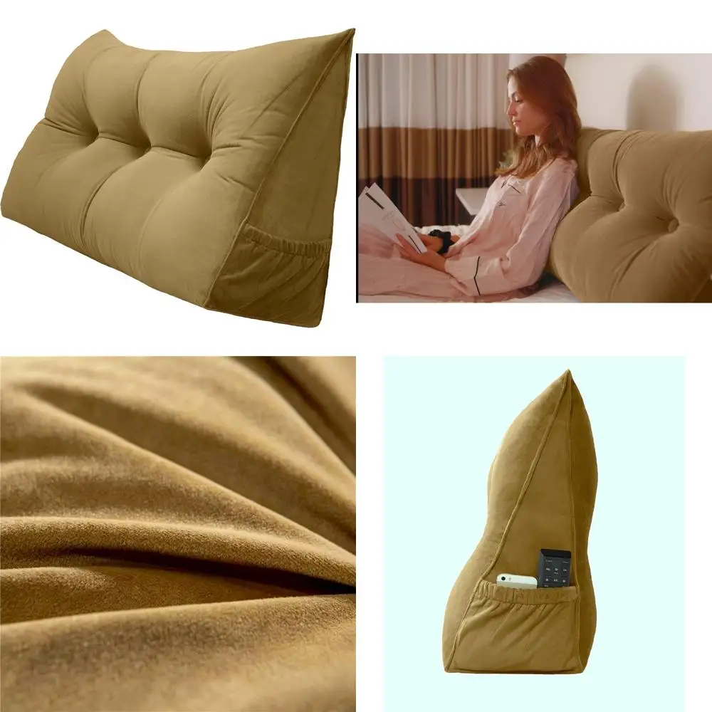 

Large Triangular Bolster Cushion with Removable Cover for Reading Bed Rest and Headboard Backrest Support